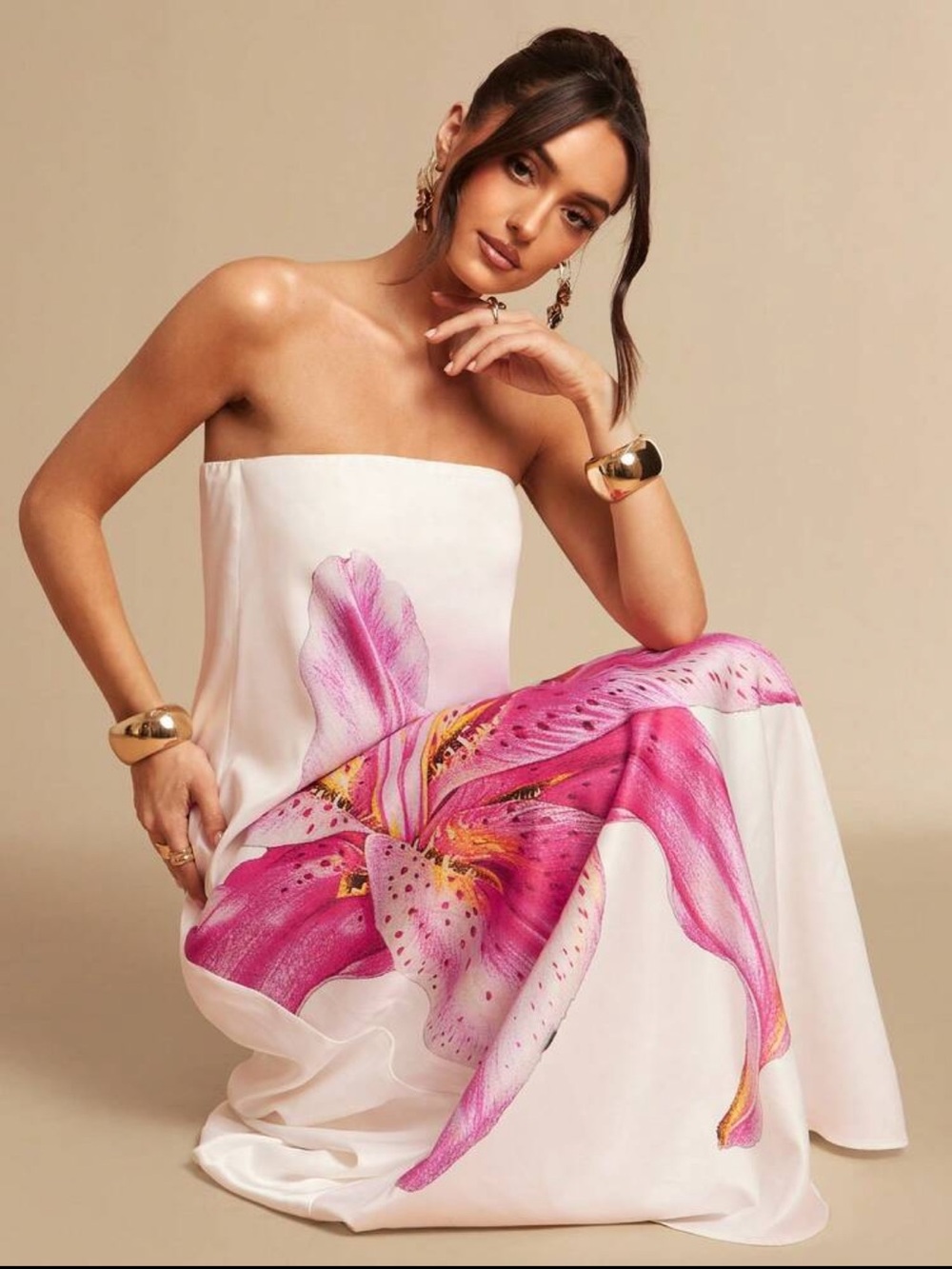 Luxe Elegant Loose Fit Strapless Maxi Dress Nee